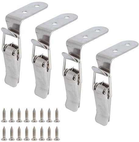 NICENEEDED 4 loquet de Verrouillage de Capot de Boîte à Outils à 90 degrés avec Vis et Trou de Serrure Loquets à Bascule à Ressort en Acier Inoxydable pour Armoires Loquet d'angle pour la Maison