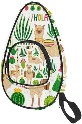 VAPOKF Housse pour raquette de tennis de table, alpaga, cactus, lama, pagaie, ping-pong, raquette de tennis de table avec pochette pour 4 à 5 balles