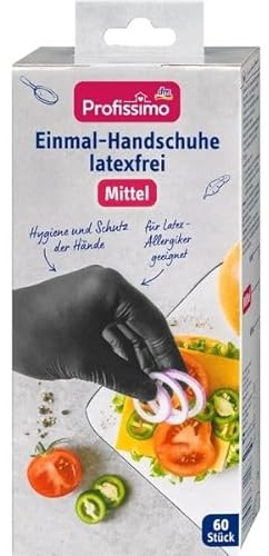 Generisch Profissimo Einmalhandschuhe, Puderfrei, Naturlatex (Mittel Schwarz, Latexfrei)