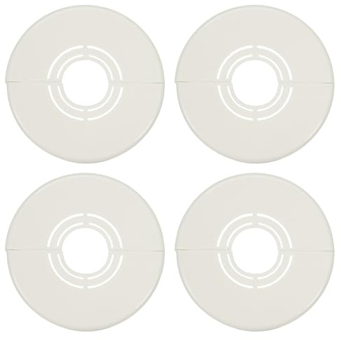 sourcing map 4pcs Wall Split Flange 0.59 (15mm) Plastic Round Adjustable Split Flange Pipe Cover Clip-on Escutcheon Collar Under Sink Pipe Radiator for Bathroom Kitchen Toilet, White