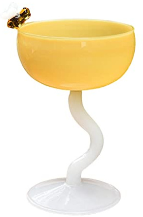 LOVIVER Dessert Bowl Small Romantic Footed Colored Glass Drinking Glasses Ice Cream Bowls Yogurt Cups for Birthday Snack Milk, Yellow White Base