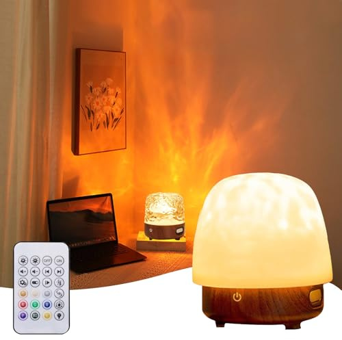 16 Colors Ocean Wave Projector Light, Night Light & Bluetooth Noise Machine, Rechargeable Night Light with Remote Control, 4 Dynamic Lighting, dor Bedroom, Party, Room Decor, Adults and Kids (A)
