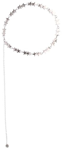Mikovivi Cintura a Catena a Forma di Stella per Donna, Elegante Cintura Pentagramma con Catena Stella in Argento Regolabile Gioiello per Il Corpo Punk da Donna