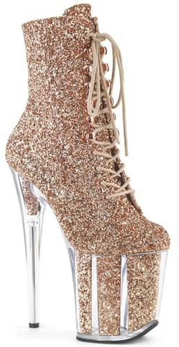 WDUDSUDUW Tacchi Alti Sexy da Donna, Stivali Bassi con Plateau A Spillo da 20 Cm, Scarpe da Pole Dance in Pelle Lucida,Rose Gold,38 EU