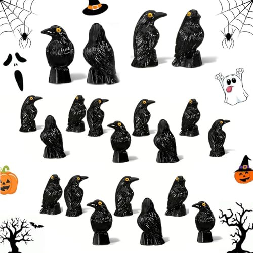QYJMLH Kleine Krähen aus Kunstharz, 3 * 1.6CM Halloween Figurines DIY Kit Resin Ghost Crow,20PCS Gruselige Garten und Hausdeko Einrichtung Einer Halloween Szene Gotische Tischornamente