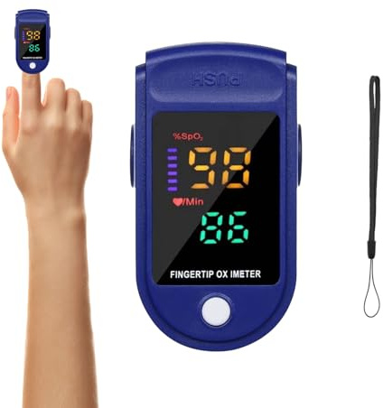 Oxygen Monitor Finger Adults, 1 Pcs Finger Pulse Oximeter, Sats Monitor with Led Display and Lanyard Featuring SpO2 Pulse Oximeter Display