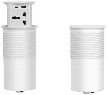 Elskenor Pneumatiskt pop-up-uttag, inbyggd trådlös laddning, Power Strip Köks pop-up-strömförsörjning, vattentät stänkdesign(White,C)