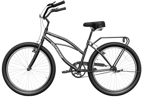 Incbruce Coastal Cruiser Bike for Women - 26 Inch Single-Speed Adult Bicycle, V-Brakes, Complete Beach Cruiser with Rear Rack for City Riding (Black)