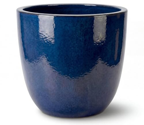 Provencelia Lancelot Keramik Pflanzkübel Ø 47 x H 41 cm Mitternachtsblau — Pflanzgefäß groß frostbeständig handgefertigt glasierte Terrakotta Übertopf Garten Terrasse Balkon