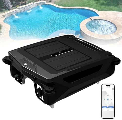 Robotic Pool Cleaner, Robotic Solar Pool Skimmer Cleaner, with Solar and Rechargeable Dual Mode, Smart Obstacle Avoidance, for Pools Automatic Pool Cleaning Robot. B