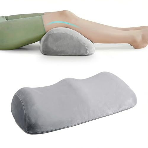 Sayudar Ergonomic Knee Pillow for Sleeping - Half Moon Memory Foam Pillow 55×30×12cm, Knee Roll Support Roll, Leg Elevation Pillow, Knee Cushion for Sleeping for Side and Back Sleepers (Light Grey)