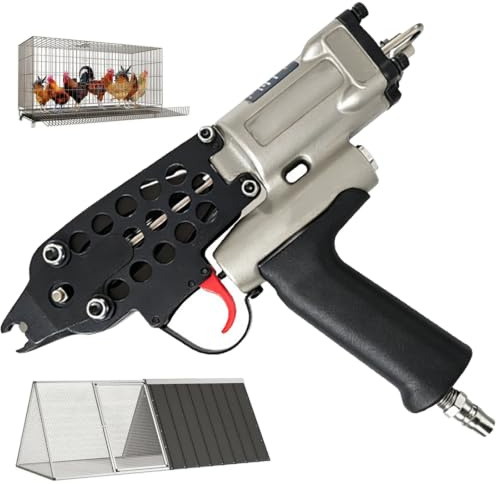 Pistola neumática de anillo de cerdo de alta resistencia | Pistola de anillo ganado, empuñadura goma antideslizante, for jaula de pollo, colchón de malla, jaula de piedre(7CA52)