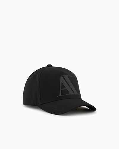 Armani Exchange Rubber Logo AX cap, Cappellino da Baseball, Uomo, Nero, Taglia Unica