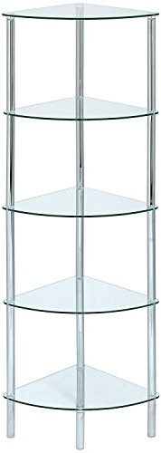 ASPECT Polo 5 Display Glass Unit-Clear, 5 Tier Corner-S - Silver/clear