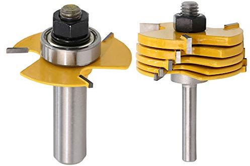 Yakamoz 1/2 Inch Shank Adjustable 3 Wing Slot Cutter Router Bit Set with 6-Picecs Slotting Cutters | 1/2 Inch Cutting Depth & 6 Different Cutting Widths