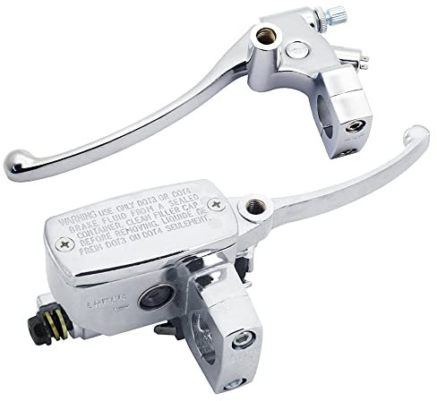 Feiteplus 25mm Chrome Motorcycle ATV Handlebar Brake Master Cylinder Clutch Lever Left & Right Set
