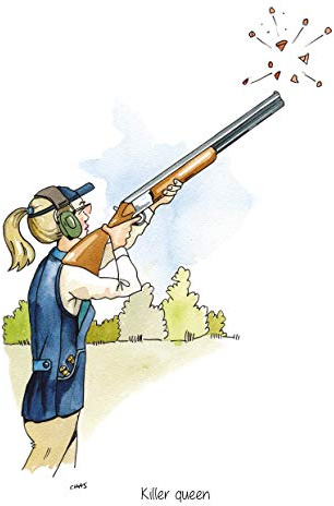 Killer Queen LADIES A5 Clay Pigeon Target Shooting Greeting Card with envelope - blank inside for your own message. (AC59)