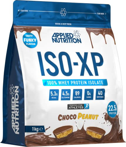 Applied Nutrition ISO XP Funky Yummy Flavours Whey Protein Isolate Powder, Zero Sugar & Fat, Soy & Gluten Free, Choco Peanut, 1000 g