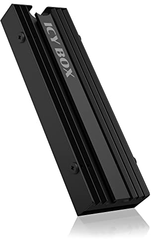 ICY BOX M.2 Heat Sink for PS5, Suitable for M.2 SSD (2280), Height 10mm, 3X thermal pad, Black, IB-M2HS-PS5