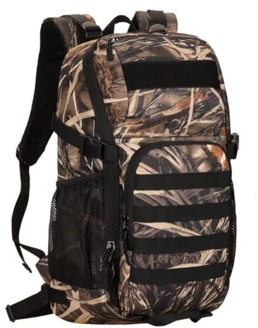 HUNTVP Tactical Backpack Military MOLLE Backpack Hunting Rucksack Gear Assault Pack 25L WR, Reed Camo-25l, 25L