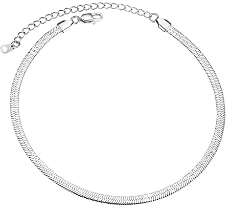 U7 Schlangenkette Silber Halsreif Choker Kette Damen Halskette ohne Anhänger 5mm Breit Flache Snake Kette Silber Collier Halskette Schlicht Halsband Schlange Kette Halsschmuck Schmuck für Jahrestag