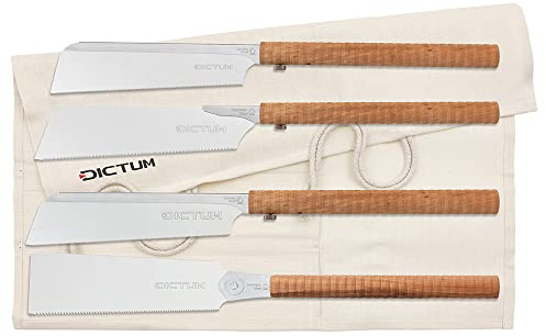 DICTUM Sägen-Set Basic, 4-teilig, Wave Grip – Japansägen Set mit Dozuki Universal 240, Ryoba Komane 240, Kataba Universal 270 & Kataba Super Hard 270 | Handsägen für präzise Holzarbeiten
