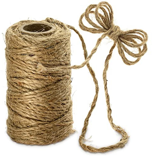 Jute Twine, Jute String 2-ply, Jute Rope for Garden, Floristry, Craft Works, Wrapping, Decoration, DIY (10 m / 32 ft)