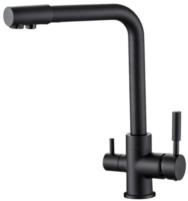 Drei-Wege-Wasserhahn 3 in 1 Armatur Küche Wasserhahn Wasserfilter 1801 (Schwarz)