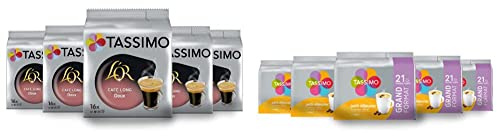Tassimo Café Dosettes - 80 Boissons L'Or Long Doux (lot de 5 x 16) & Café Dosettes - 105 Boissons Petit Déjeuner (lot de 5 x 21)