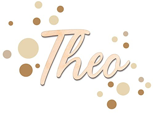 timalo® Türschild Holz personalisiert mit Namen. Individuelles Namensschild Kinderzimmer 3D Schriftzug Dekoration Tür Wanddeko Aufkleber | wood2-m-Kreise-20cm