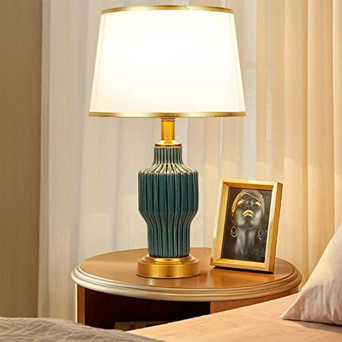 Mengjay E27 Décoration Rétro Chambre Lampe De Chevet Lampe de Bureau Salon D'étude à coucher Lampes,Moderne Lampe de bureau,Lampe de table en céramique,Lampe de Lecture,pour Salon Chambre (Vert)