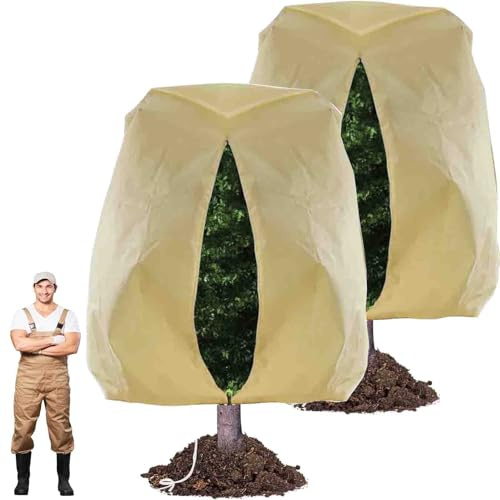 Lot de 2 grandes housses de protection pour plantes, protection hivernale, 240 x 200 cm, protection contre le gel pour plantes d'extérieur avec cordon de serrage zippé, couverture respirante pour