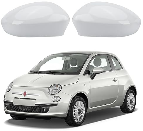 Tapa Cubierta del Espejo Reemplazar para Fiat 500/500C/500E/Abarth 500 2007-2024/Grande Punto 2005-2018, Cubierta del Espejo Tapas de Espejo Retrovisor (Blanco)