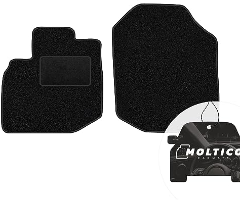 moto-MOLTICO Vorne Fußmatten Auto Velours Autoteppiche Schwarz Automatten Set 2-teilig passend für Honda Jazz II 2007-2014