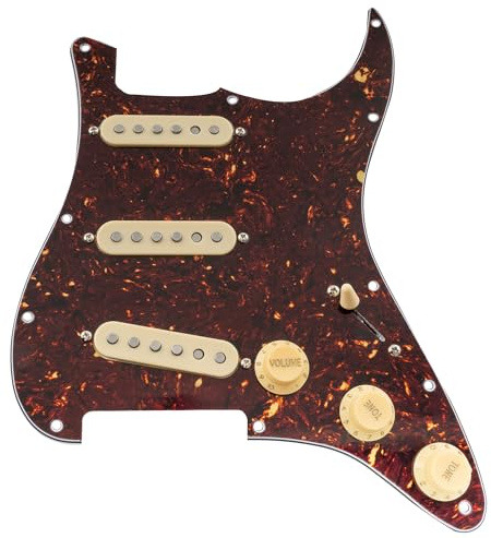 Musiclily Pro SE SSS Pre-wired Loaded Pickguard ST Gitarren Vorverdrahtetes Schlagbrett mit Staggered Alnico 5 Single Coil Tonabnehmer für Strat-Style E-Gitarre, 4-lagig Tortoise Shell