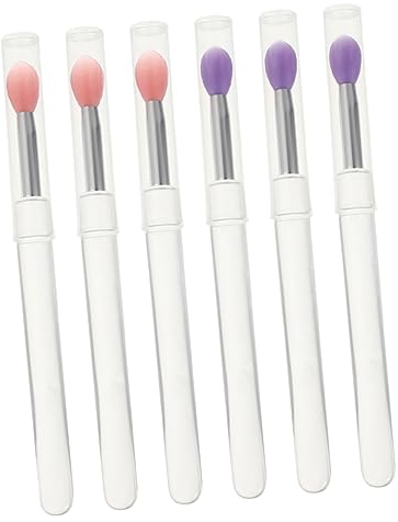 POPETPOP Silikon Lippenpinsel 6 Stück Klein Transparent Mit Kappe Lippenmaskenpinsel Lipgloss Applikator Lidschatten Applikator Für Make up Zuhause Und Salon