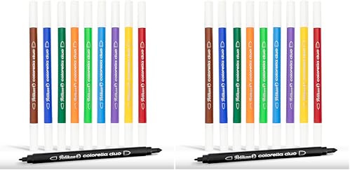 Pelikan 973172 Fasermaler Colorella Duo, 1 Set, 10-farbig (Packung mit 2)