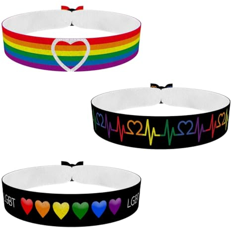 3er Set LGBTQ Stoffarmbänder - Handgemacht Unisex Armbänder - Wasserfest & Verstellbar - Freundschaftsarmbänder für Damen und Herren - Festival Accessoires