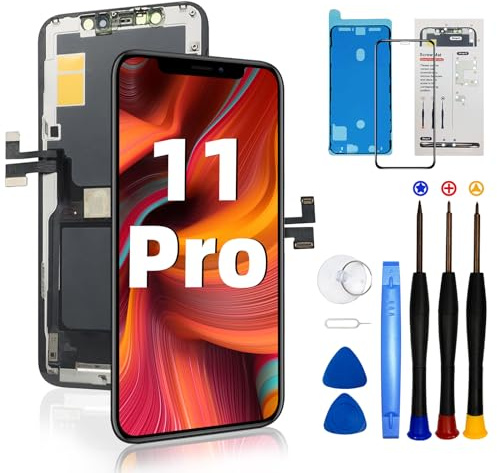 DTD Pantalla para iPhone 11 Pro LCD de 5,8 Pulgadas, Pantalla táctil FHD, Pantalla táctil 3D, digitalizador táctil, Marco de Montaje y Kits de reparación (Modelos A2160, A2217, A2215)