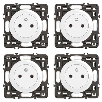 LEGRAND - Elektrische Wandsteckdose mit Erde Céliane Oberfläche – bündige Steckdose mit einziehbarem Sockel – Weiß – zur Ergänzung mit Abdeckplatten – 4 Stück