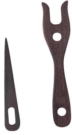 Colcolo Juego de 2 uds de Tenedor de Tejer y Aguja para Ojos, Tenedor Lucet, artesanías para Hacer cordeles, Herramienta de cordón Antigua, Tenedor de Tejer, Marrón Oscuro