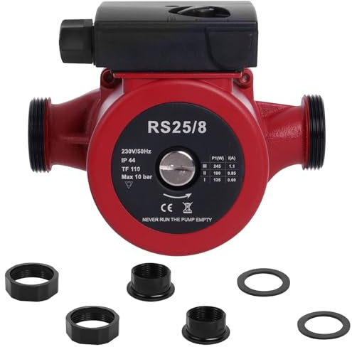 Bomba de Calefacción RS25-80/180mm, Bomba de Circulación para Sistemas de Calefacción Central y Calentador de Agua Solar, Bomba de Circulación, 8 Metros de Altura