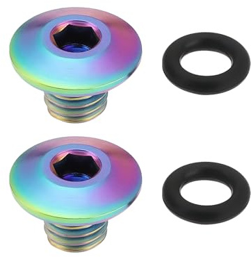 VGOL 2er-Set Fahrrad-Entlüftungsschraube O-Ring Ölkappenschraube für Geteilten Fahrradkörper TC4-Titanlegierung M5 X 10 Mm Schrauben Kompatibel mit Shimano XT SLX Zee Deore LX (schwarz)