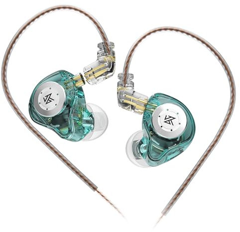 KZA COUSTICS EDX PRO - Auriculares con cable KZ IEM HiFi para juegos de música y graves pesados, auriculares intrauditivos, cable extraíble C PIN 0,75 mm (sin micrófono, verde)