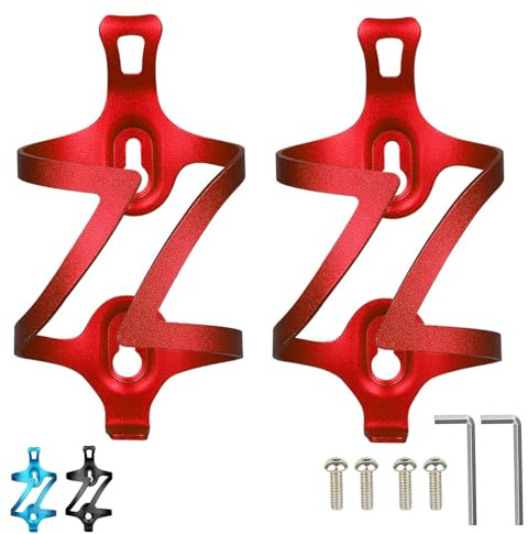 aiGear Bike Water Bottle Holder/Bottle Cage Red Aluminum 2 Packs | Alloy Lightweight & Durable, Fits 2.9-3.5 Diameter Bottle, for Road Mountain Bike Cycling