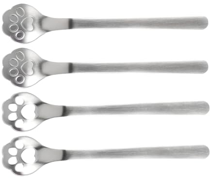 VOANZO Ensemble De 4 Cuillères À Griffes en Acier Inoxydable 304, Matériau Antirouille, Poli Miroir, Conception Creuse Et Solide, Convient pour La Maison, Le Café Et Le Restaurant
