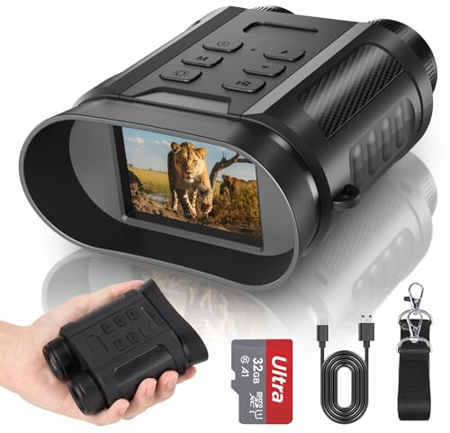 Nattvisionsglasögon, 4K 48 MP 2 500 mAh uppladdningsbar 8 X digital zoom 7-nivå IR-kikare Vista 300 m kan spara foto och video för campingövervakning med 32 GB kort