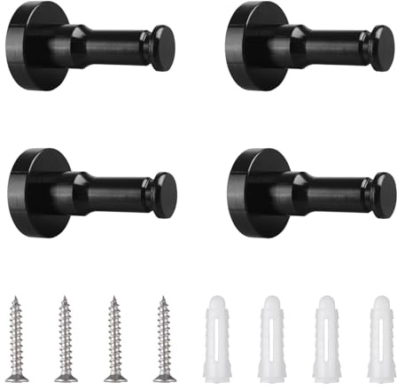 MOROBOR Runde Kleiderhaken, 4 Stück, strapazierfähig, modern, schwarz, Kleiderhaken, wasserdicht, Wandregal für Badezimmer, Schlafzimmer, Küche