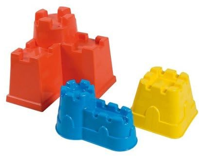 cavernedesjouets Set 3 moules Plastique Chateau Fort en Sable - Tailles differentes - Fabrique en Italie - Set Jeu Plein air, Plage, Construction + Carte