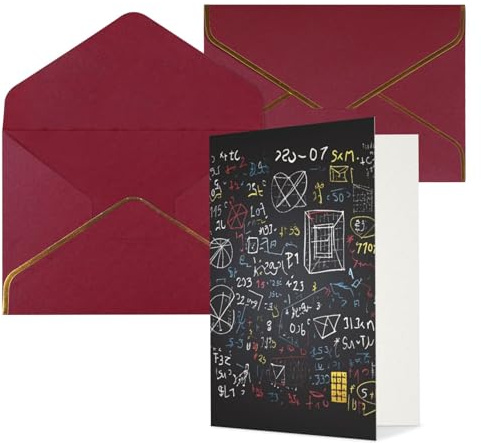 DWVTFSM Biglietto di ringraziamento con buste, biglietti di auguri per tutte le occasioni, buon compleanno, matrimonio, pensiero, matematica e fisica, biglietti vuoti 10,2 x 15,2 cm
